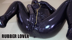 Rubber Fetish Dream-A perverted nasty rubber mature woman who is captivated by the pleasure of rubber pants with a dildo-